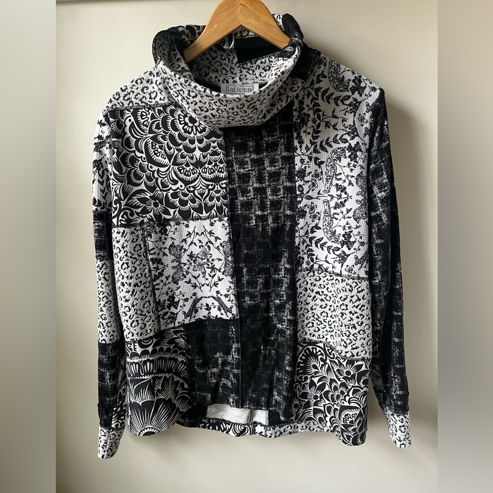 LILI BUTLER Cowl Neck Top Patchwork Boho Vintage Floral Mixed Media Baggy‎ M